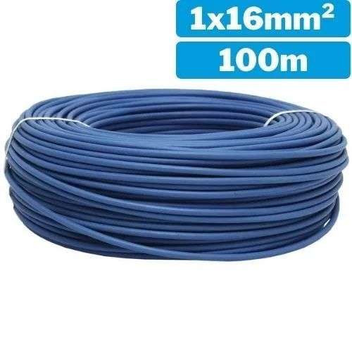 Cable elèctric de 1x16mm 100m blau d'una sola línia