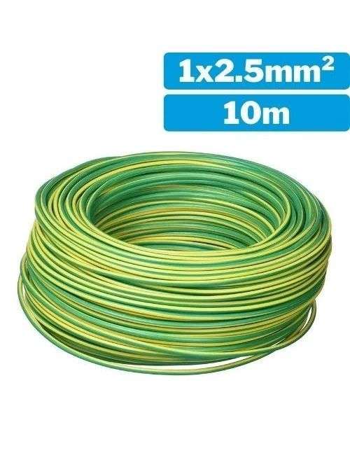 Cable eléctrico unifilar 1x2.5mm 10m verde/amarillo