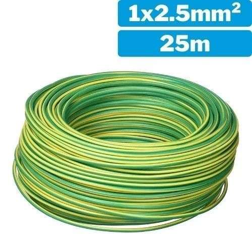 Cable eléctrico unifilar 1x2.5mm 25m verde/amarillo