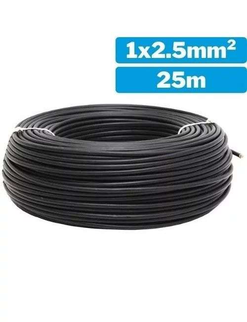 Cable eléctrico unifilar 1x2.5mm 25m negro