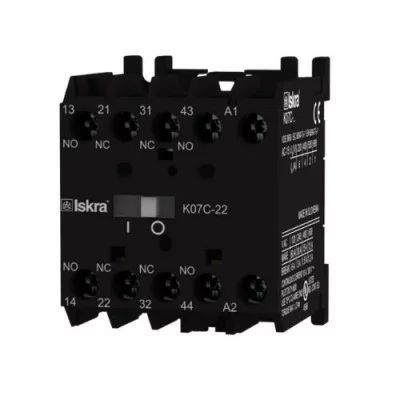 Minicontactor auxiliar 230V 2NO + 2NC 4A (A1/A2 frontal) Iskra K07C-22