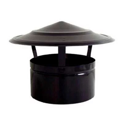 Sombrerete Fijo en acero negro vitrificado para estufas y chimeneas de leña | Serie lisa