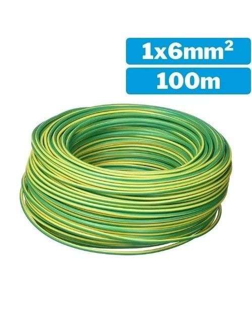 Cable d'alimentació d'una sola línia H07Z1-K 1x6mm 100m verd/groc